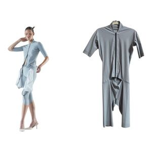 Johanna Parv Designer Sz S Nylon Sprint Jumpsuit Grey new without tag